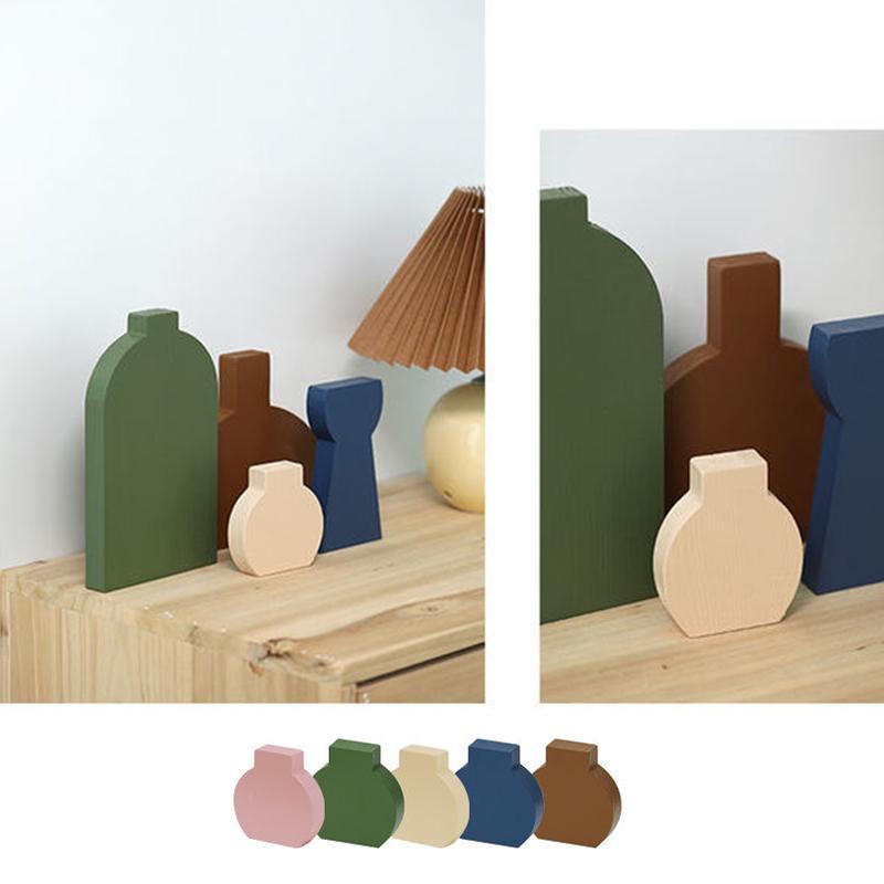 4PC/Sada Geometrické Moderní umění Dřevěný dekor Ins Dřevěné Vázy Tvar Ornamenty Domácí dekorace K dispozici více možností