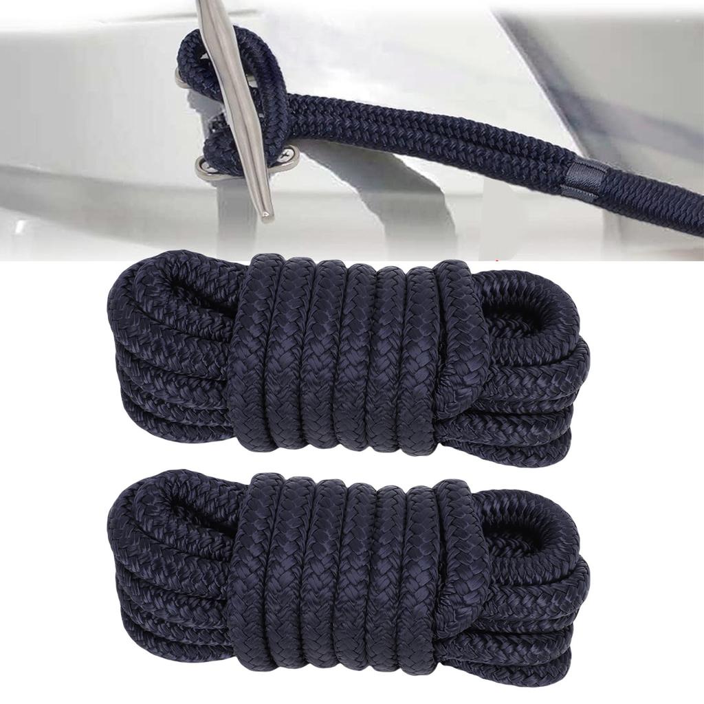 2PCS Boat Dock Lines High Strength Multifunctional Double Nylon Boat Rope for Small Sailboats Floating Bridges Speedboats