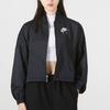 Nike Air Classic Logo Lässiger Kragen Figurbetont Gerade geschnitten Langarm Baseballjacke Damen Jacken Schwarz DD5422-010