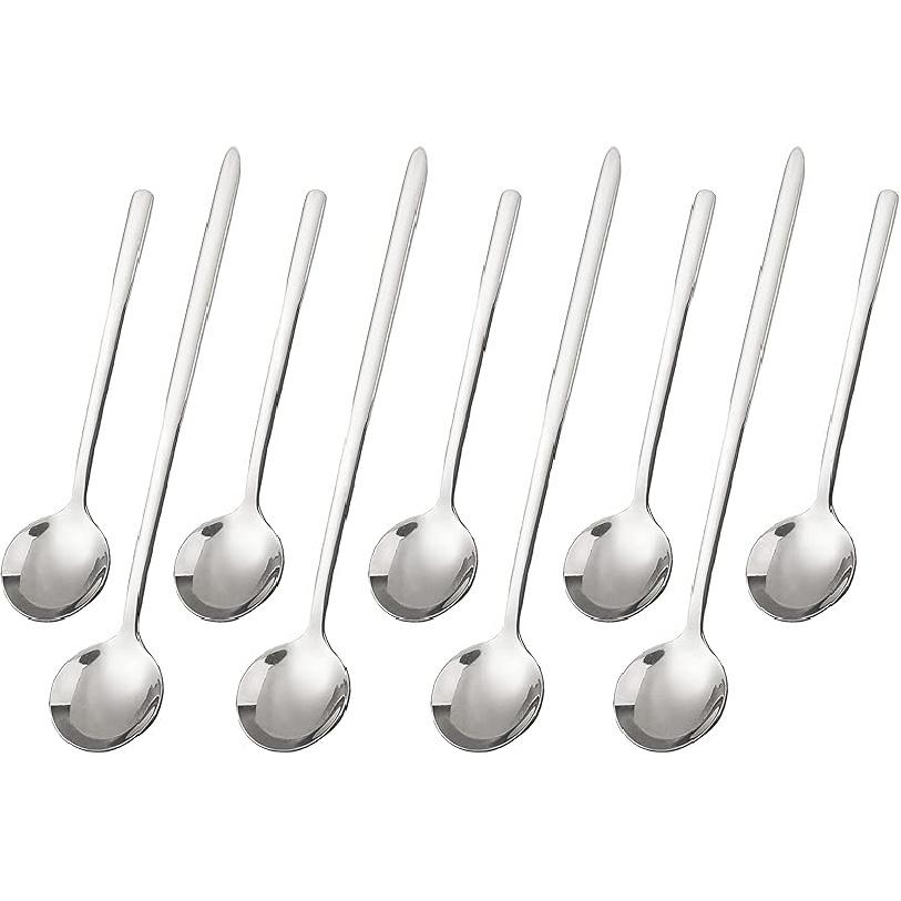 9 PCS Coffee Spoons Espresso Teaspoon, PBIEHSR Stainless Steel Two Different Lengths Tea Spoon for Stirring Coffee Bar Accessories (Gold)