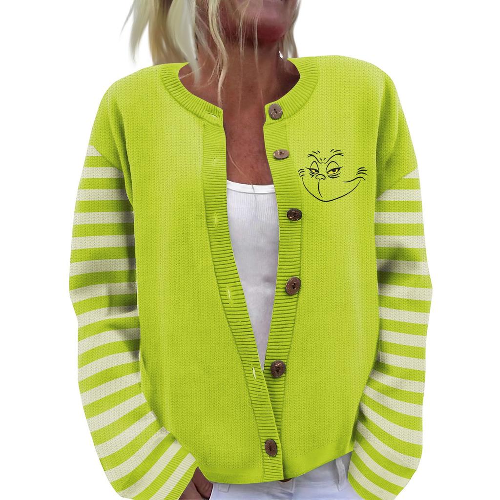 Women's Christmas Print Knitted Sweater Cardigan