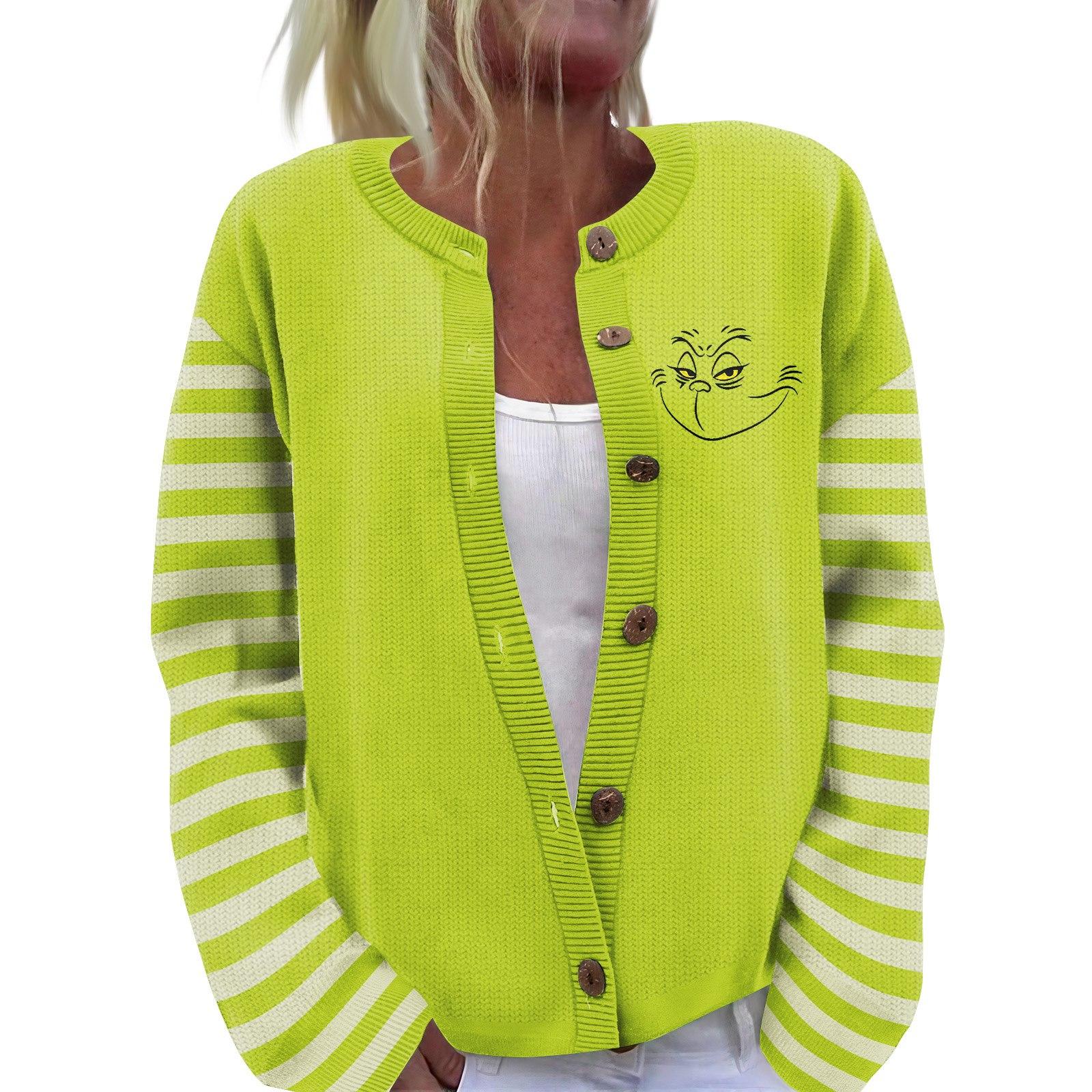 

Women s Christmas Print Knitted Sweater Cardigan M