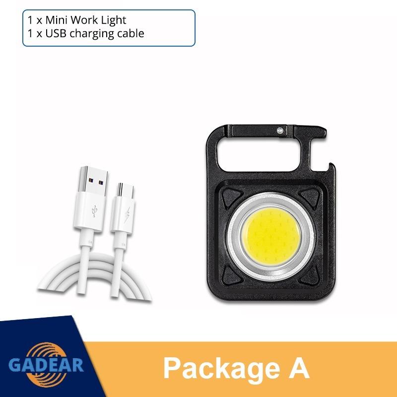 Mini LED Flashlight USB Rechargeable LED Light 4 Modes Keychain Work Light Small Pocket Light Corkscrew Emergency Work Lights