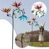 Landscape Art Decoration Metal Wind Spinner Creative Durable Gardening Plug with Spinning Flowers Wind Rotator Park