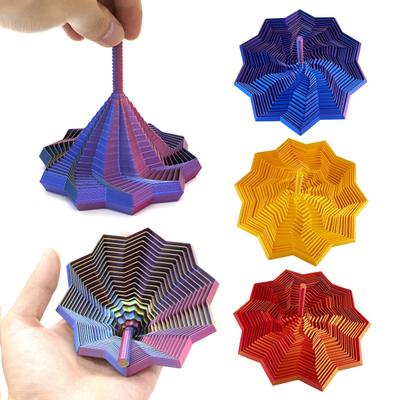 3D Baskılı Fraktal Fidget Yıldız Stres Kaygı Giderici Genişleyen Yıldız Saplı Duyusal Oyuncak Dönen Spiral Genişletilebilir Yıldız Dekompresyon Oyuncak