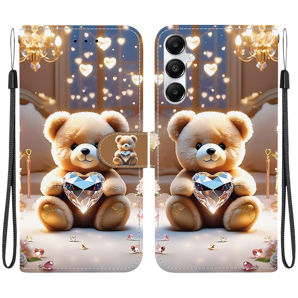 Handgefertigte PU-Leder-Flip-Hülle für Samsung Galaxy A05s (A057F/A057M/A057G)- Rutschfeste Stoßfeste Hülle mit Handschlaufe & Herz/Rose Katze Designs