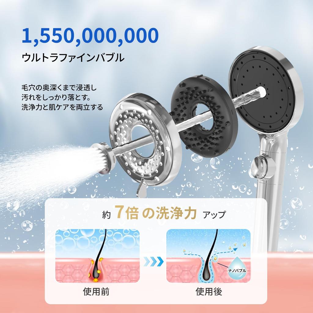 Blasendusche Wasserchlor Feuchtigkeitsspendend für Haare und Reinigend Kopfhaut-Spa-Duschkopf mit 6 Handbrausen Wassersperre und temporärer Stopp Hohe Wasserporen