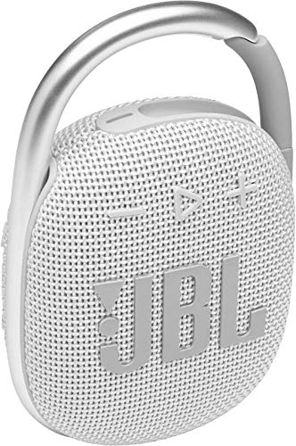 JBL CLIP4 Bluetooth Speaker, USB C Charging, IP67 Dustproof and Waterproof, with Passive Radiator, Portable, 2021 Model, White (JBLCLIP4WHT)