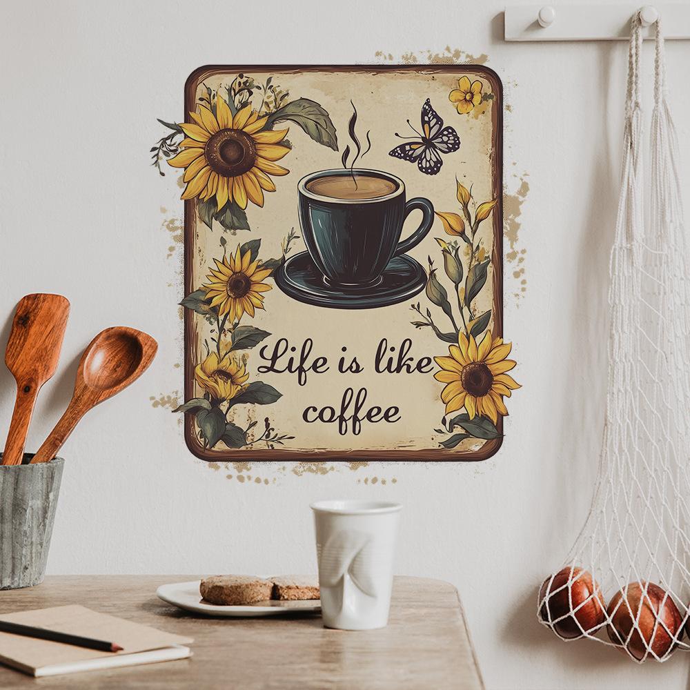 Bemalte Kaffeetasse Schmetterling Küche Esszimmer Hintergrund Landschaftsgestaltung Wandaufkleber
