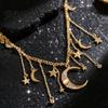 Ciondoli Collana con Stella e Luna Catena con Nappa Boho Choker