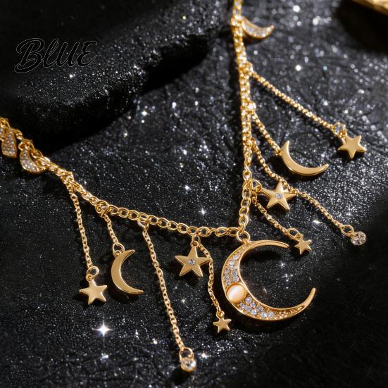 Ciondoli Collana con Stella e Luna Catena con Nappa Boho Choker