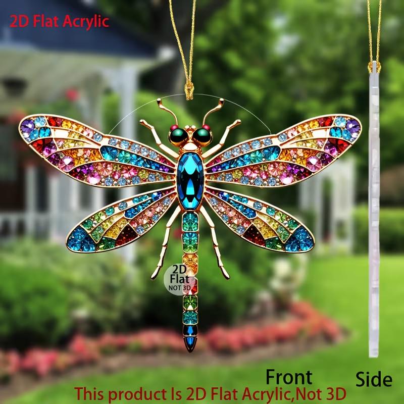 1 piece 2D flat acrylic dragonfly decoration - bright colored wings, 3D phantom design interior decoration