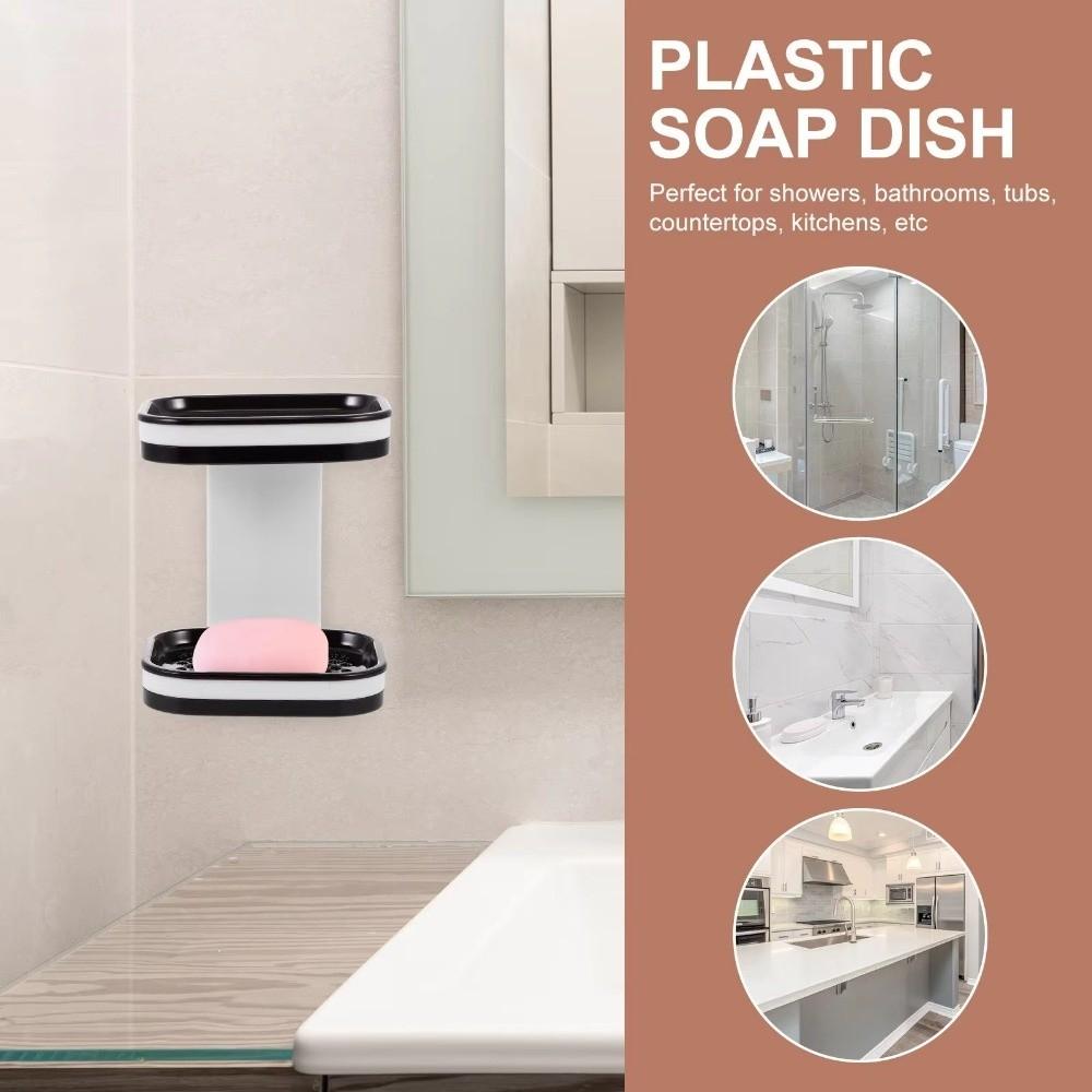 Waterproof Wall-mounted Soap Dish 1/2 Layer Soap Drain Box Sponge Holder Soap Organizer  Hotel