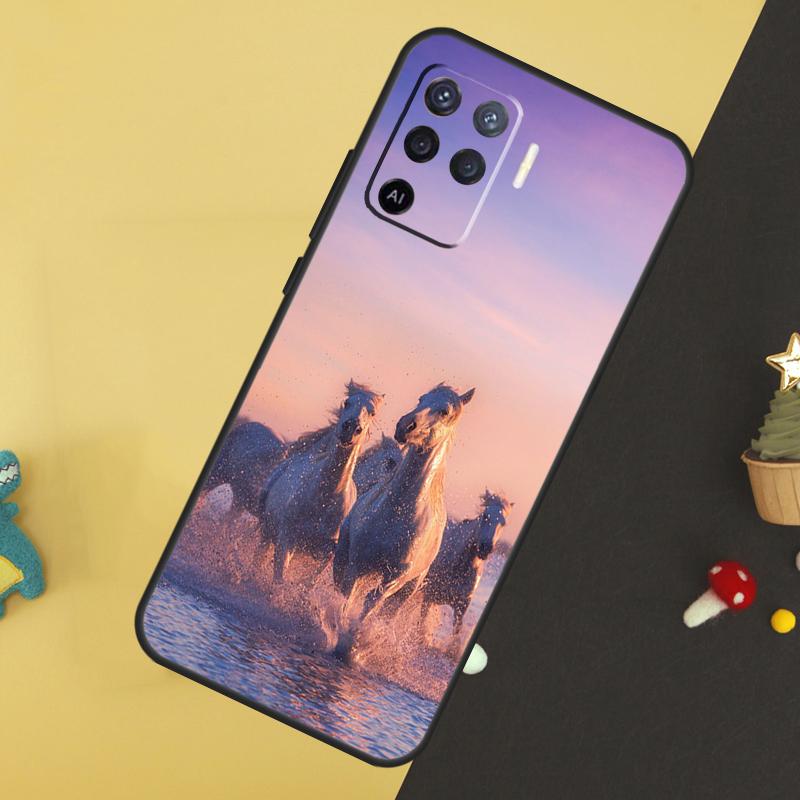 Horses Running Case For Oppo A96 A76 A16 A17 A57 A60 A40 A80 A18 A38 A58 A78 A98 A15 A54 A74 A94 A6 A5 Pro