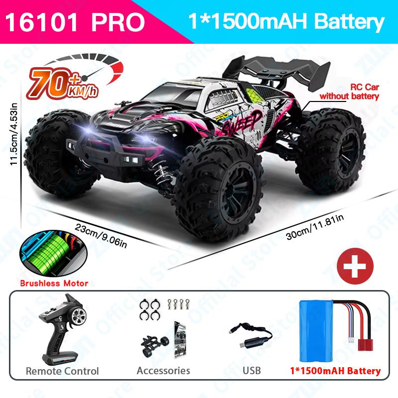 AAYB1 ZWN 1:16 70KM/H Or 50KM/H 4WD RC Car With LED Remote Control Cars High Speed Drift Monster Truck for Kids vs Wltoys 144001 Toys