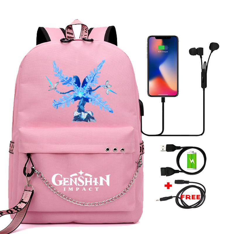 Anime Game Travel Backpack Printed Canvas Backpack Students Women Large Capacity Bookbag Usb Charging for Boy Girl School Bag Kids Gifts