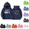 Girls' Long Sleeve Hoodie with Graphic Print and Pockets Casual Pullover Sweatshirt