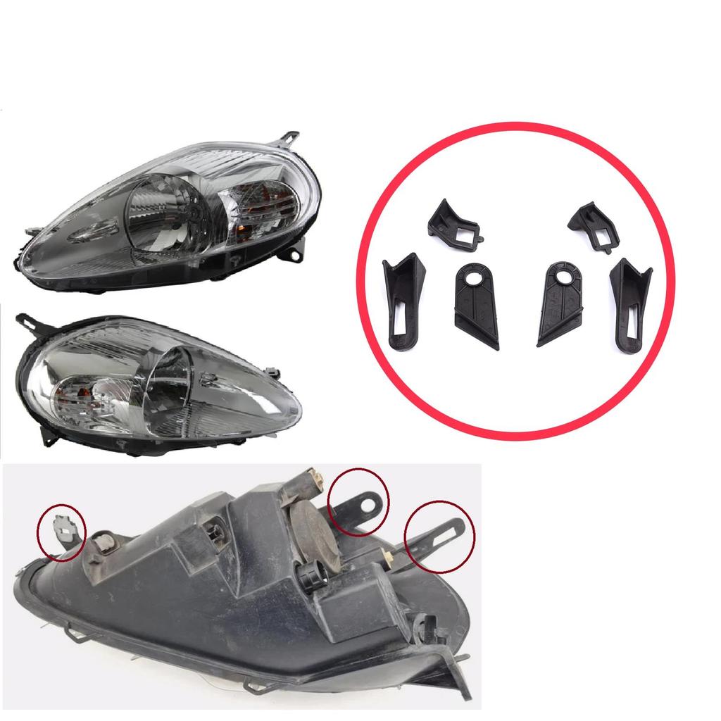 BHL589 Headlight Holder Mount Repair Bracket Tab Left Right Side Set for Fiat Abarth Grande Punto MK3 199 2005-2013 89101372SX 89101373DX