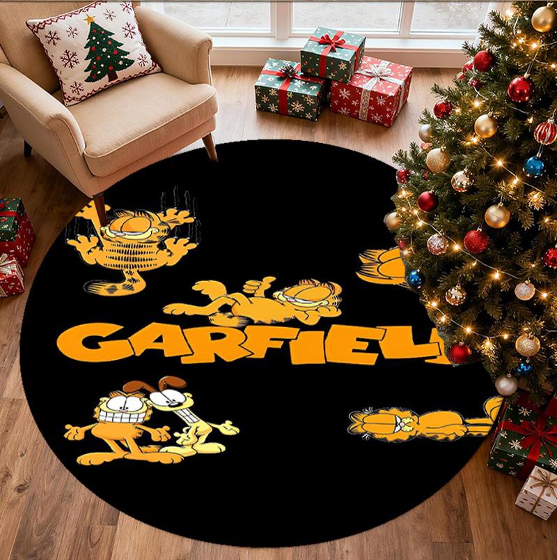 Garfield Pattern Round Rug, Indoor/Outdoor Mat, for Picnic, Gameroom, Bedroom, Office, Living Room, Home Decor Carpet, Birthday Gift
