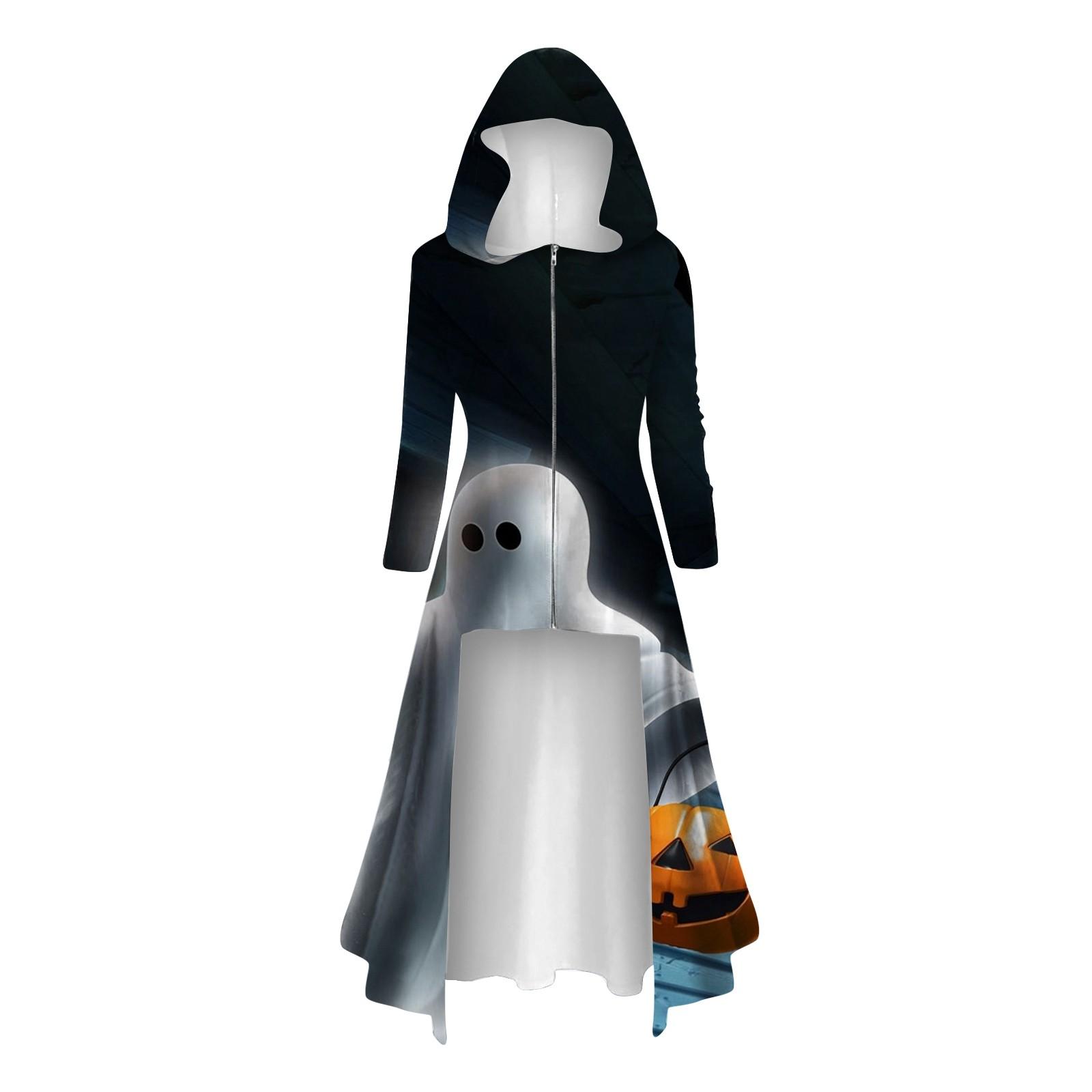 Модные женские топы на Хэллоуин с длинными рукавами и длинными капюшонами — фото 6