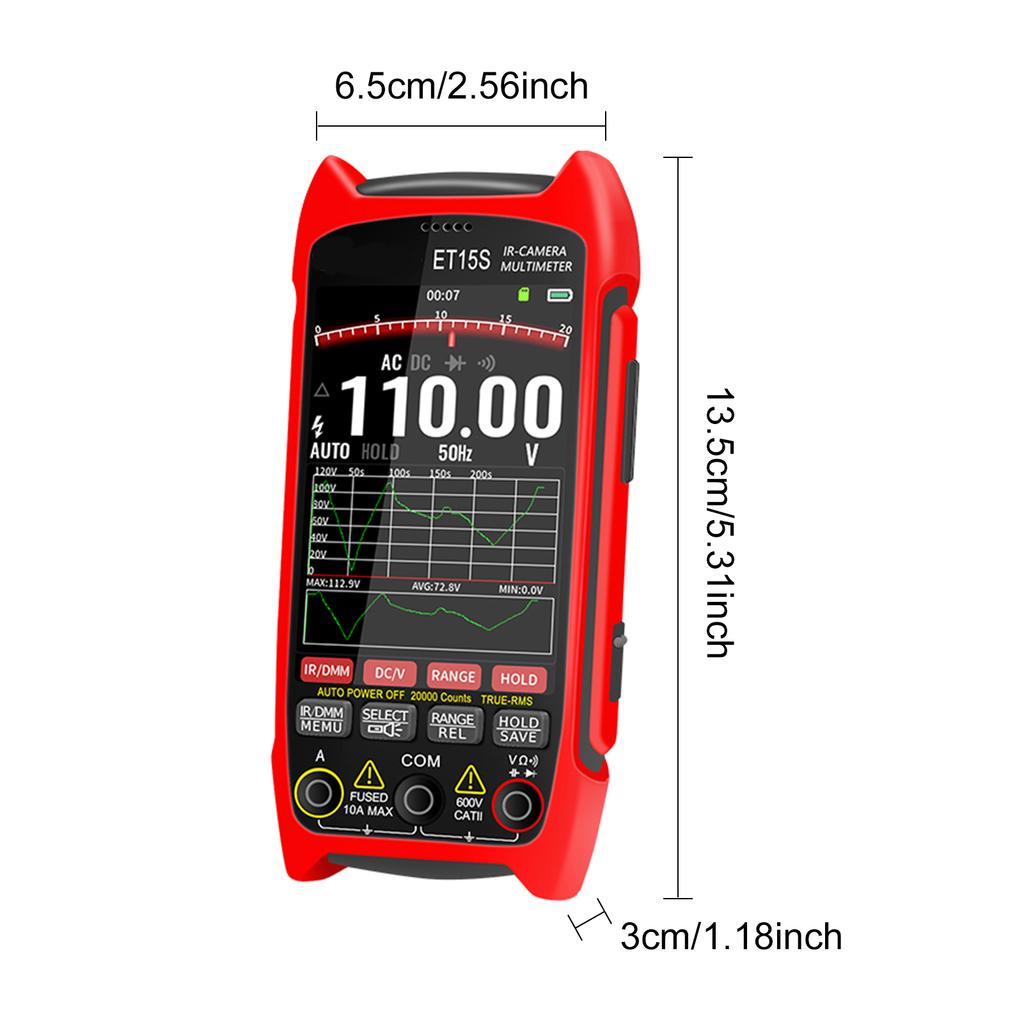Thermal Imaging Multimeter Handheld Multimeter 3.5inches 320 * 480 Display 25Hz 50.0 degrees (H) * 37.2 degrees (V) FOV