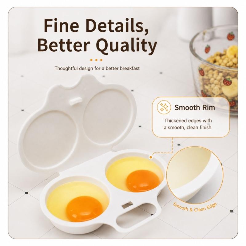 Food-Grade Plastic Microwave Egg Cookers, 10-Piece Set with Separate Compartments, Molded Form and Hinged Covers