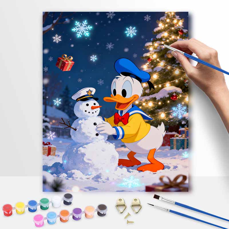 Disney Digital Oil Painting Art Kit Donald Duck Snowman Christmas Handmade Coloring Painting Home Decor