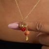Stylish Fruit Inspired Tassels Pendant Necklace Minimalist Versatile for Casual Work Party Collarbone Length Accessory