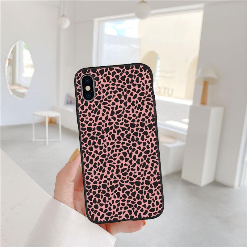 PP51 Pink Leopard Soft Shell Phone Case for iPhone SE X XS XR 11 16E 17 Pro Max Air 8 7 6 6s Plus
