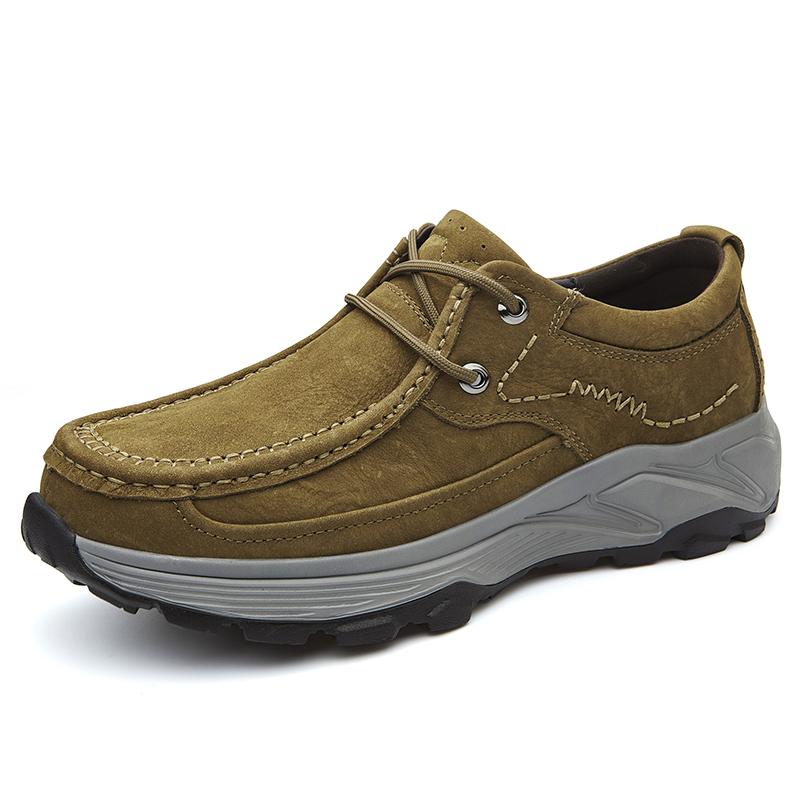 Fashion Genuine Leather Mens Casual Shoes Non-Slip Lace-Up Hiking Shoes Sneakers New Fashion Male Treking Footwear Comfortable Trainers