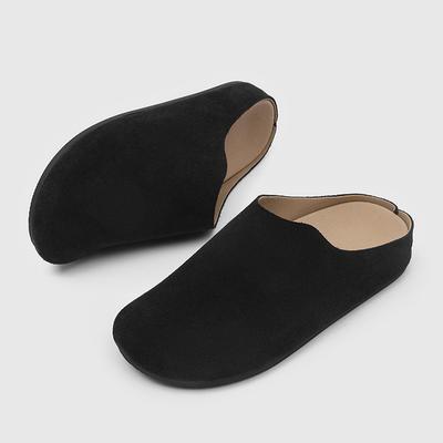 Big Size 38-46 Slides Sandals Men Open Back Casual Shoes Mules Suede Leather Backless Loafers Slippers Half Shoes Slip On Flats