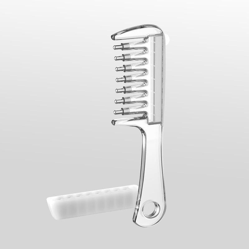 Unisex Transparent Essential Oil Applicator Massage Comb With Built-In Liquid Reservoir, Rolling Metal Teeth, Suitable For Women