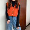 Korean-Style V-Neck Knit Vest for Women - Autumn/Winter Collection