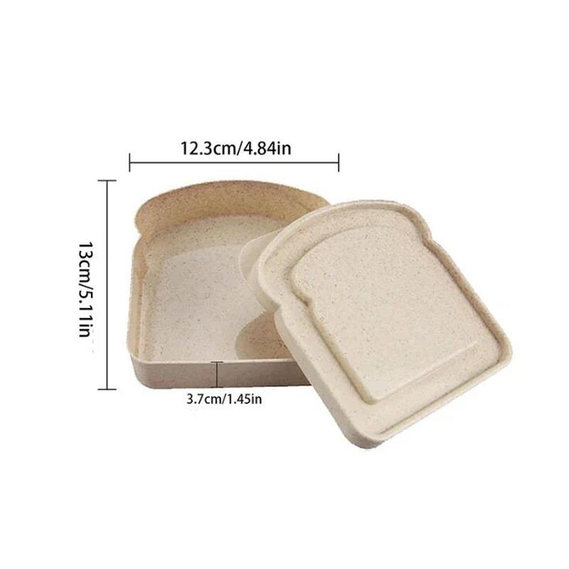 Toast Shaped Sandwich Container Reusable Wheat Straw  with Lid Portable Food Storage Box for School Office Camping Picnic