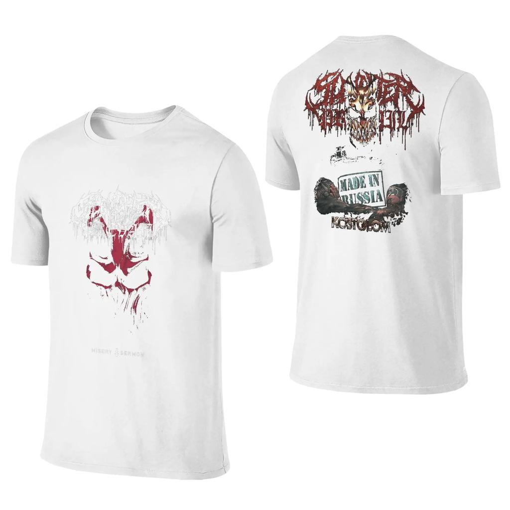 SLAUGHTER TO PREVAIL Band 100 Cotton TShirt for Men Beach Streetwear T Shirts O Neck Harajuku Tees Oversize Casual Clothing