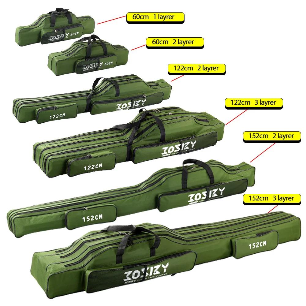 JOSBY 182CM-60CM Retractable Foldable Portable Waterproof Multi-Layer 2 3 Layer Oxford Cloth Fishing Rod Gun Bag Box Convenient