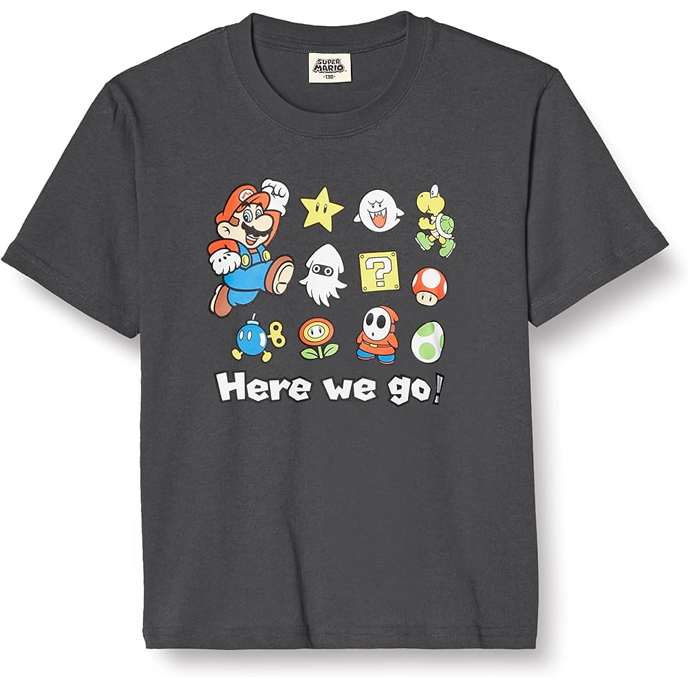 T-shirt Mario Goods Character Kids HERE WE GO Yoshi Luigi Kids Clothes