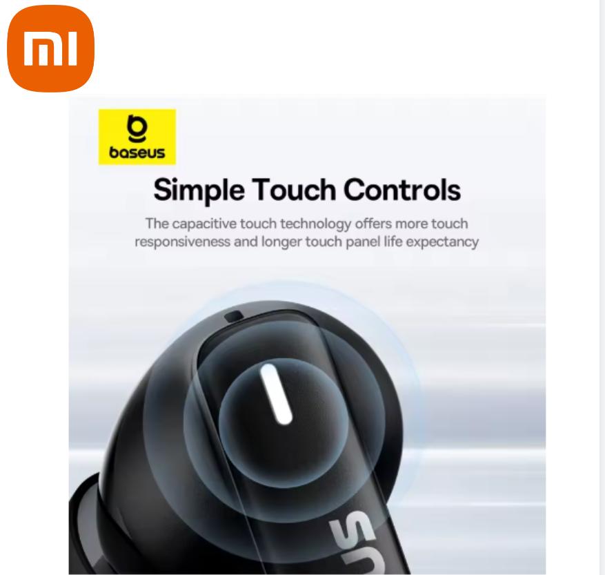 Xiaomi Беспроводные наушники Baseus Bowie E19 Bluetooth 5.3 Большие басы 12-мм драйверы IPX5 Водонепроницаемые наушники 33 часа работы от аккумулятора Наушники