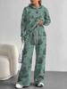 Broken Flowers European And American Autumn And Winter Casual Long-Sleeved Suit Women'S Hooded Sweater Trousers Two-Piece Set