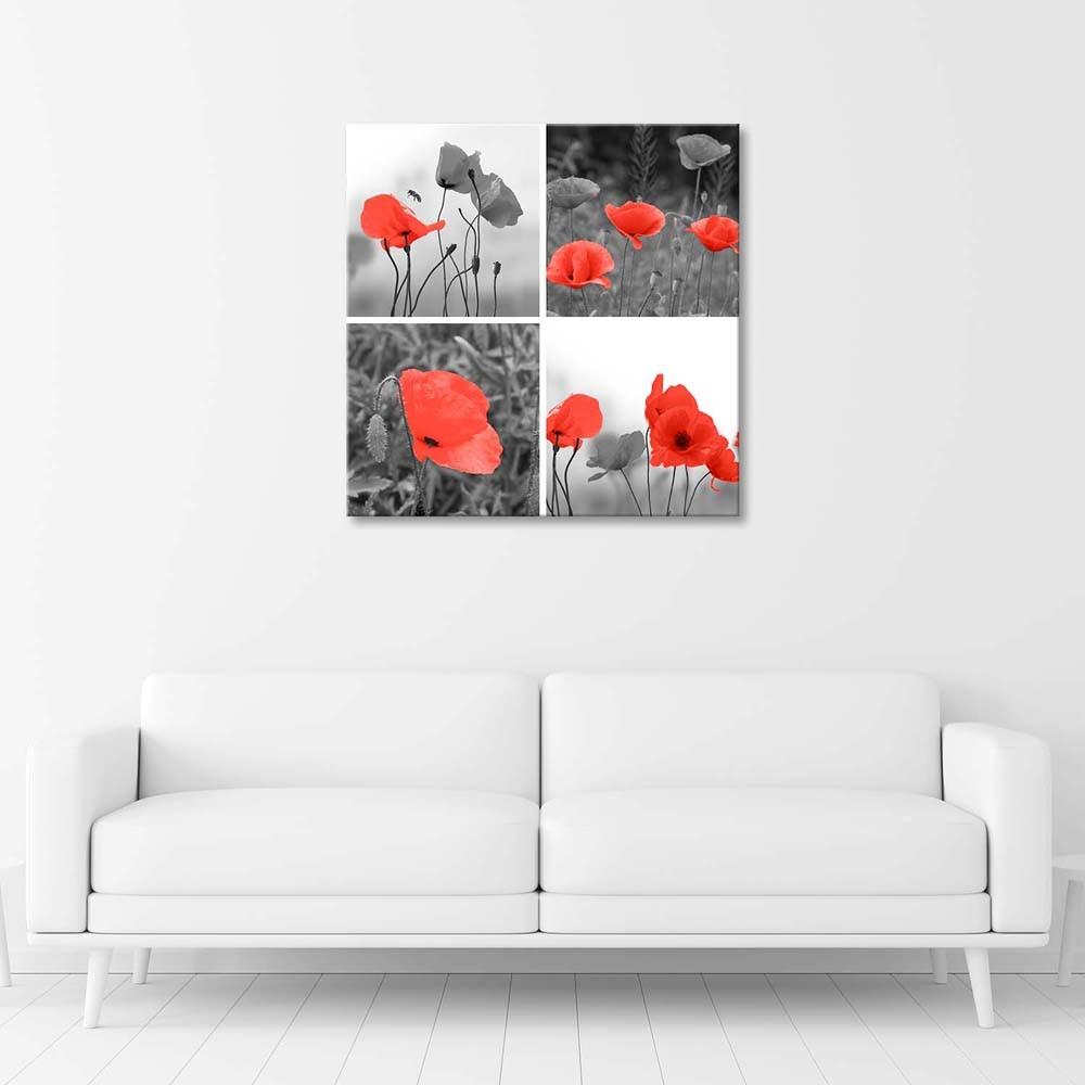 Impression sur toile, Ensemble de coquelicots rouges