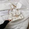Women Crossbody Bag Flower Embroidery Pearl Chain Decor Pu Leather Female Shoulder Bag Spring Summer Fashion Flap Handbag
