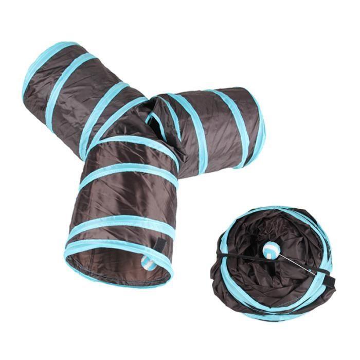Tunnel Pliant pour Chat - Noir - 80x30x25cm - Nylon - Métallique - Intérieur
