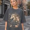 Moon Meadow Floral Horse Art Shirt, Horse Mom Comfort Colors Tee