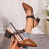 Fashion Women's Pointed Toe Block High Heel Sandals Summer Fashion Mixed Color Back Strap Pumps Fashion Ladies Chunky Heels Dress Shoes