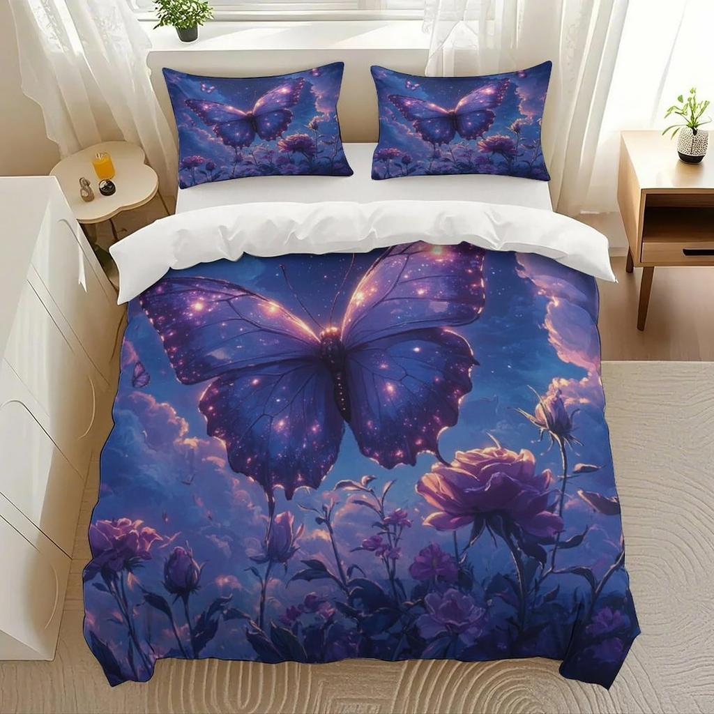 2/3pcs bedding set Digital Print Comfortable Duvet Cover for Home Bedroom Decoration, 1 Duvet Cover and 2pillowcase with Zippers