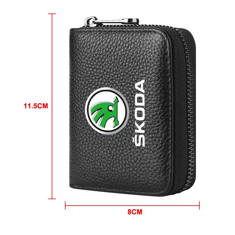 Leather Car Driver's License ID Card Bank Card Wallet Car Styling For Skoda Octavia Superb Rapid Kodiaq Karoq Fabia Kamiq Roomster Citigo