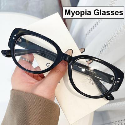 Fashion Cat Eye Frame Myopia Glasses Unisex Ladies Near Sight Eyeglasses Anti-Blue Light Optical Prescription Minus Eyewear
