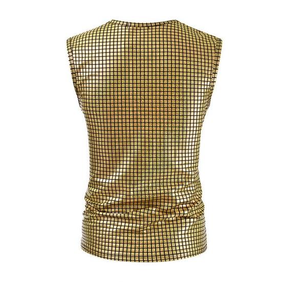 Men Club Vest O Neck Smooth Glossy Surface Check Sleeveless Slim Fit Soft Mid