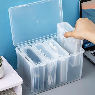 Tragbare durchsichtige Datenkabel-Aufbewahrungsbox, Schreibtisch-Organizer für Ladegeräte, Fernbedienungen & Kopfhörer, Mehrzweck-Organizer für Zuhause & Büro