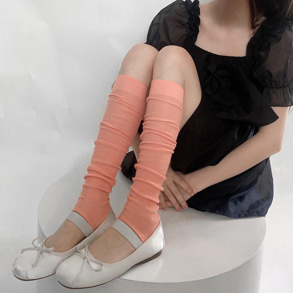 Soild Color Women Leg Warmers Summer Long Socks Women Stockings JK Lolita Girls Kawaii Cute Ruffle Socks Foot Cover Leg Warmers